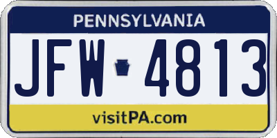 PA license plate JFW4813