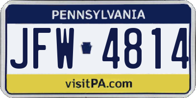 PA license plate JFW4814