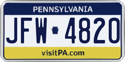 PA license plate JFW4820