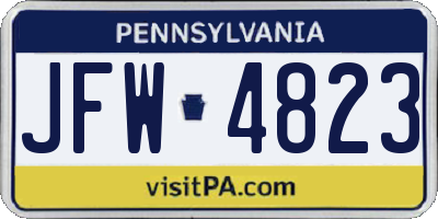 PA license plate JFW4823