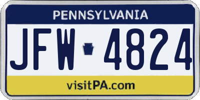 PA license plate JFW4824