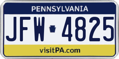 PA license plate JFW4825