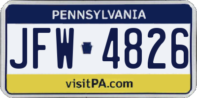 PA license plate JFW4826