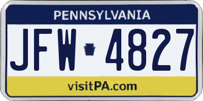 PA license plate JFW4827