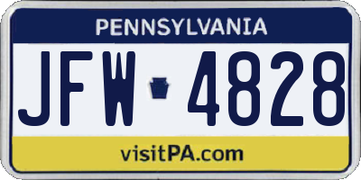 PA license plate JFW4828