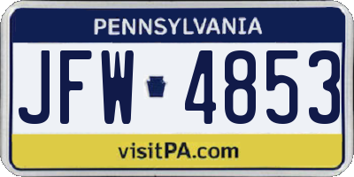 PA license plate JFW4853
