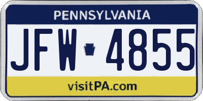 PA license plate JFW4855
