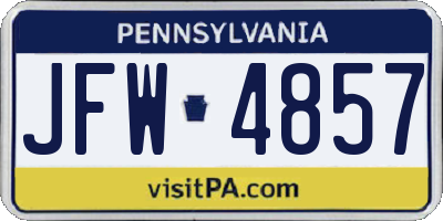 PA license plate JFW4857