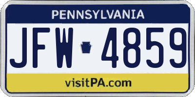 PA license plate JFW4859