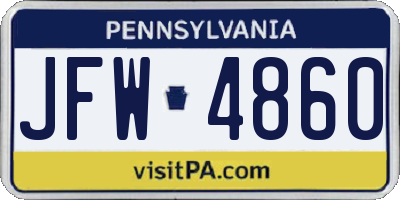 PA license plate JFW4860