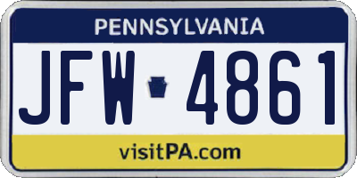PA license plate JFW4861