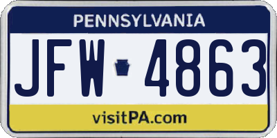 PA license plate JFW4863