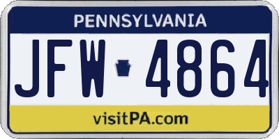 PA license plate JFW4864