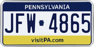 PA license plate JFW4865