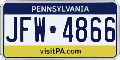 PA license plate JFW4866