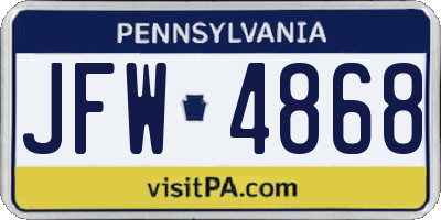 PA license plate JFW4868