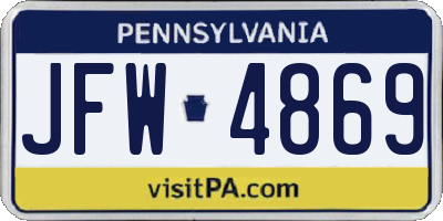PA license plate JFW4869