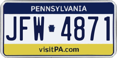 PA license plate JFW4871