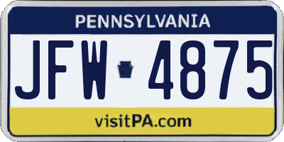 PA license plate JFW4875