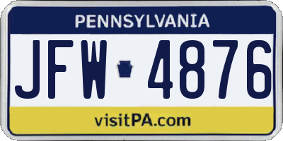PA license plate JFW4876