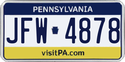 PA license plate JFW4878