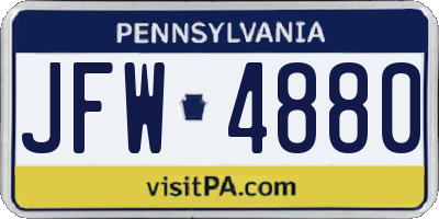 PA license plate JFW4880