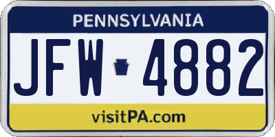 PA license plate JFW4882