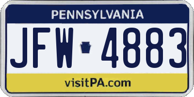 PA license plate JFW4883