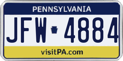 PA license plate JFW4884