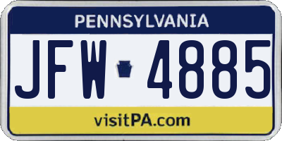 PA license plate JFW4885