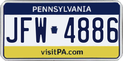 PA license plate JFW4886