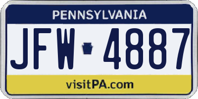 PA license plate JFW4887