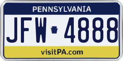 PA license plate JFW4888