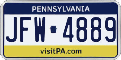 PA license plate JFW4889