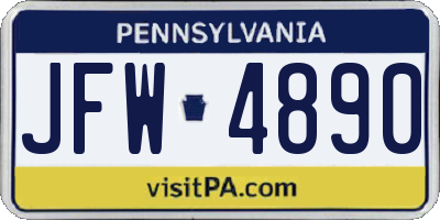 PA license plate JFW4890