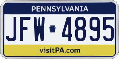 PA license plate JFW4895
