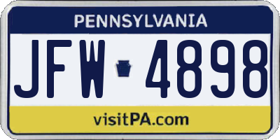 PA license plate JFW4898