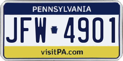 PA license plate JFW4901