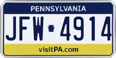 PA license plate JFW4914