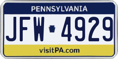 PA license plate JFW4929