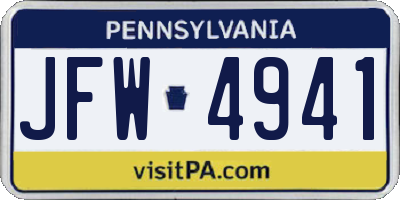PA license plate JFW4941