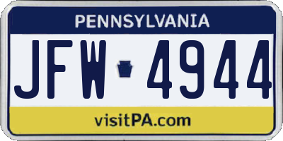 PA license plate JFW4944
