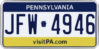 PA license plate JFW4946