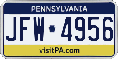 PA license plate JFW4956