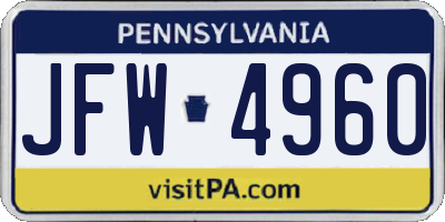 PA license plate JFW4960
