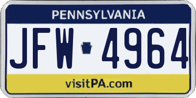 PA license plate JFW4964