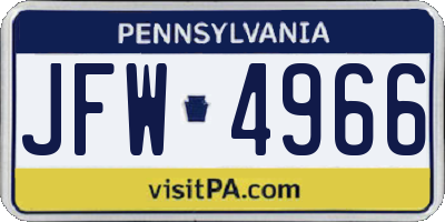 PA license plate JFW4966