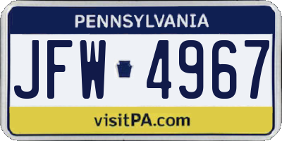 PA license plate JFW4967