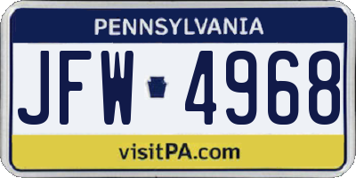 PA license plate JFW4968