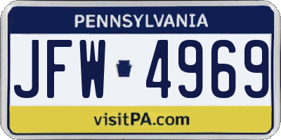 PA license plate JFW4969